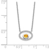 14k White Gold 4x3mm Oval Citrine and Diamond 18 inch Necklace