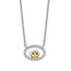 14k White Gold 4x3mm Oval Citrine and Diamond 18 inch Necklace