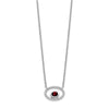 14k White Gold 4x3mm Oval Garnet and Diamond 18 inch Necklace