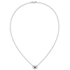14k White Gold 4x3mm Oval Garnet and Diamond 18 inch Necklace