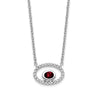 14k White Gold 4x3mm Oval Garnet and Diamond 18 inch Necklace