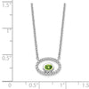 14k White Gold 4x3mm Oval Peridot and Diamond 18 inch Necklace