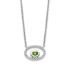 14k White Gold 4x3mm Oval Peridot and Diamond 18 inch Necklace