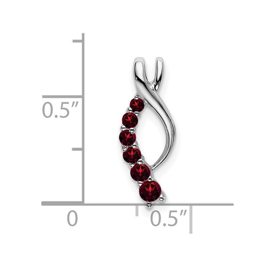 14k White Gold Graduated Garnet Journey Chain Slide