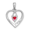 14k White Gold Ruby and Diamond Heart Pendant
