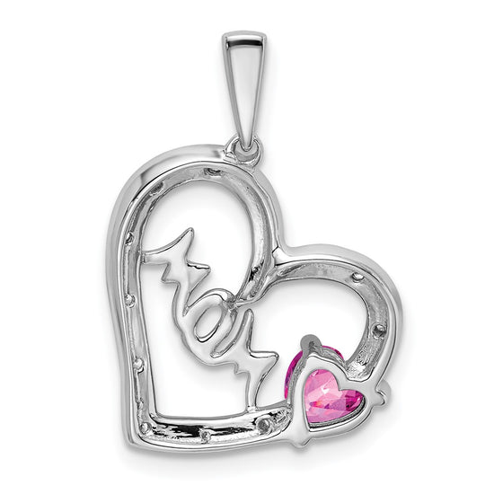 Gemstone and Diamond MOM Heart Pendants