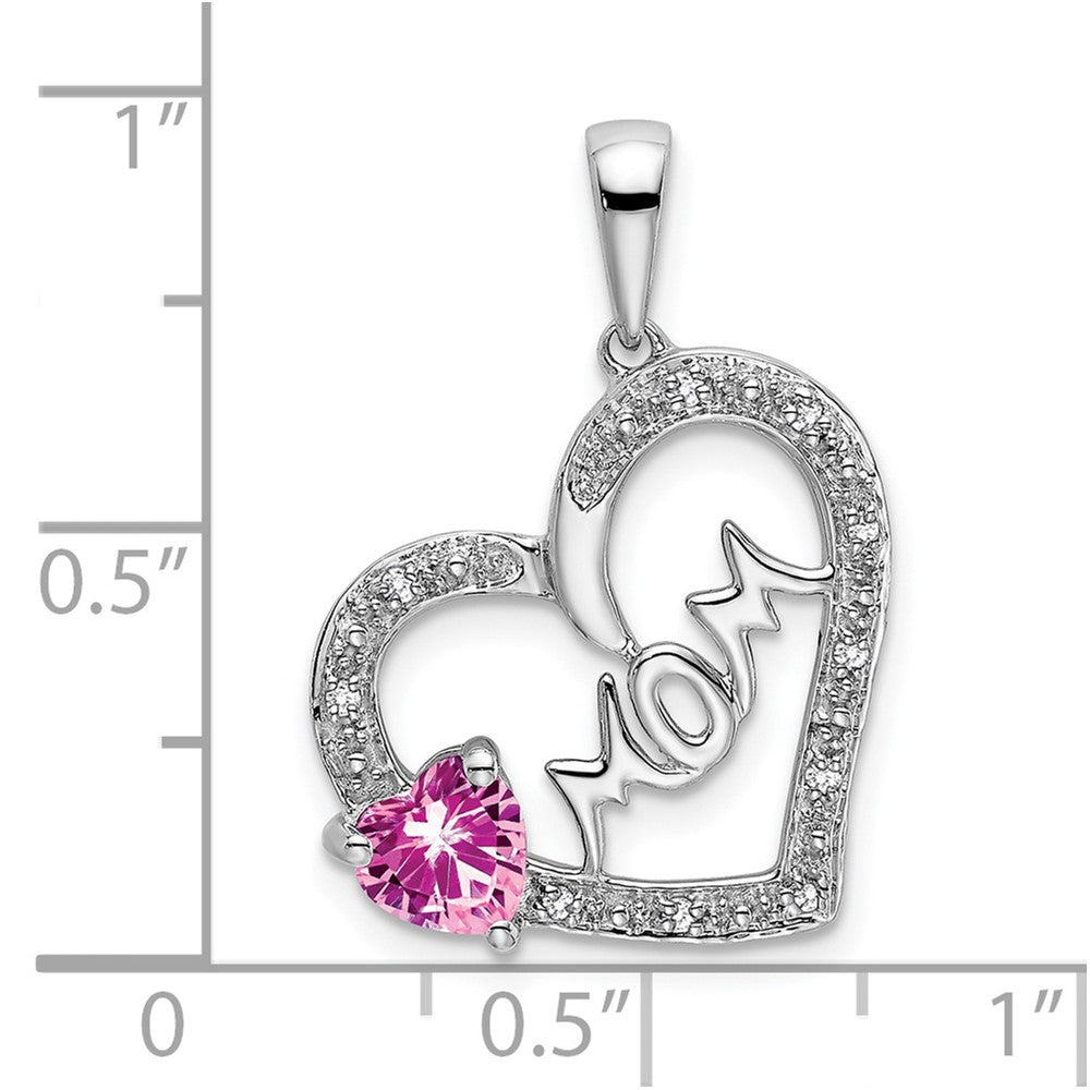 Gemstone and Diamond MOM Heart Pendants