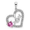 Gemstone and Diamond MOM Heart Pendants