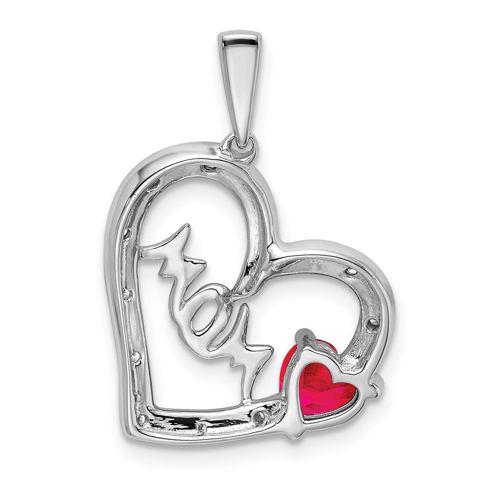 Gemstone and Diamond MOM Heart Pendants