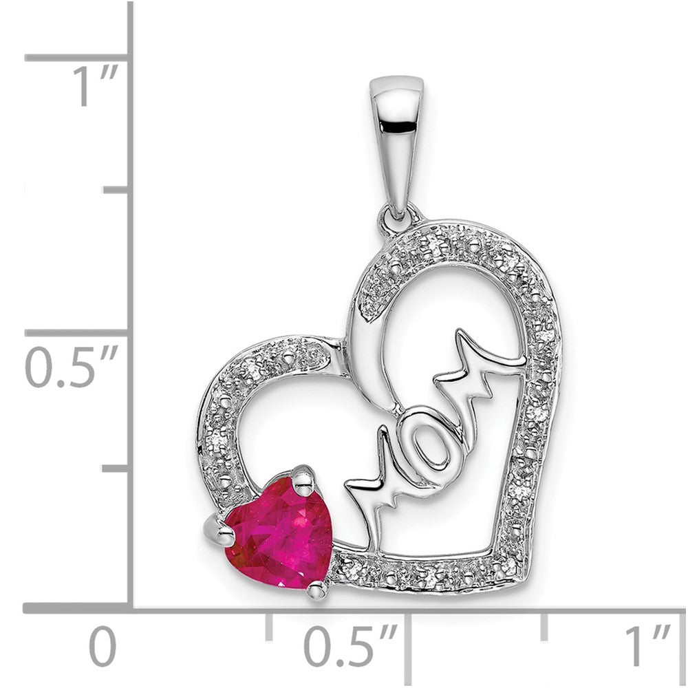 Gemstone and Diamond MOM Heart Pendants