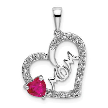 Gemstone and Diamond MOM Heart Pendants