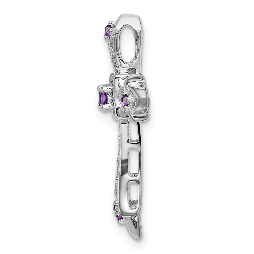 Gemstone & Diamond Fleur de Lis Cross Chain Slides