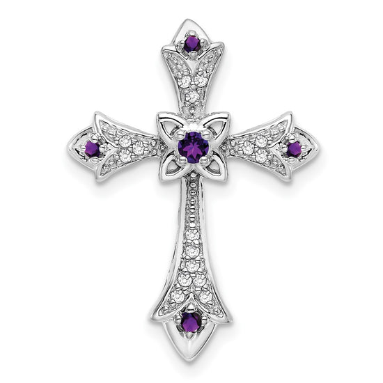 Gemstone & Diamond Fleur de Lis Cross Chain Slides