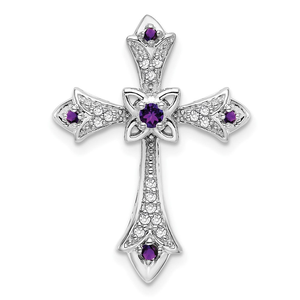 Gemstone & Diamond Fleur de Lis Cross Chain Slides