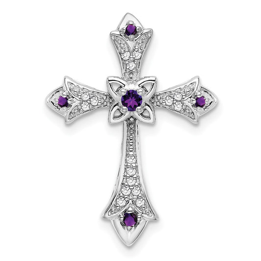 Gemstone & Diamond Fleur de Lis Cross Chain Slides