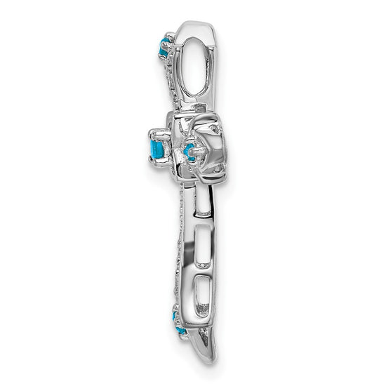 Gemstone & Diamond Fleur de Lis Cross Chain Slides