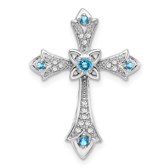 Gemstone & Diamond Fleur de Lis Cross Chain Slides