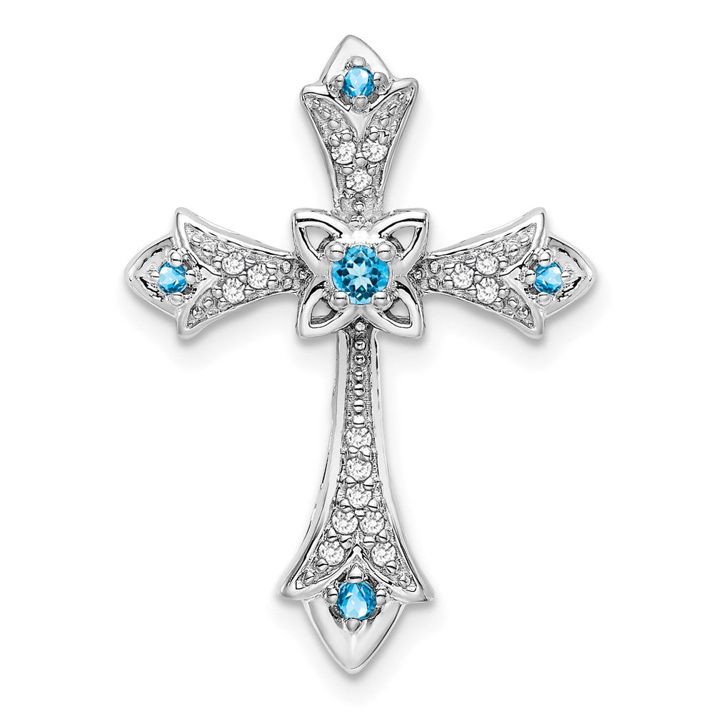Gemstone & Diamond Fleur de Lis Cross Chain Slides