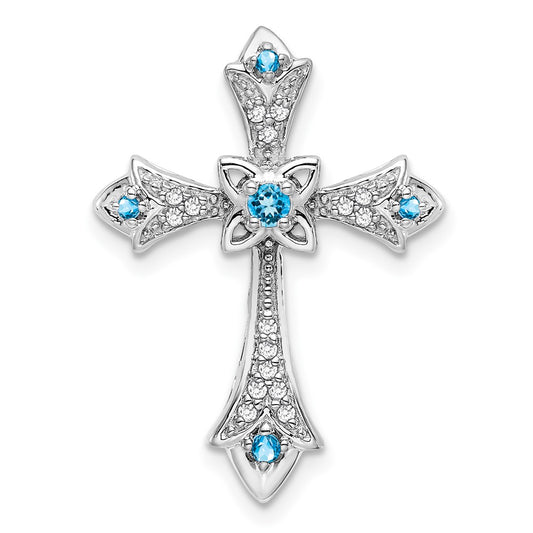 Gemstone & Diamond Fleur de Lis Cross Chain Slides