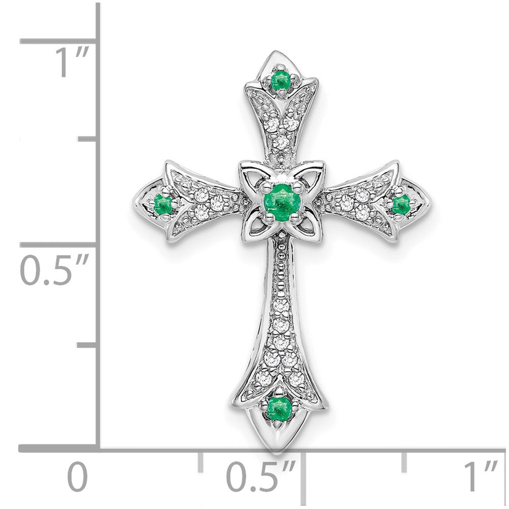 Gemstone & Diamond Fleur de Lis Cross Chain Slides