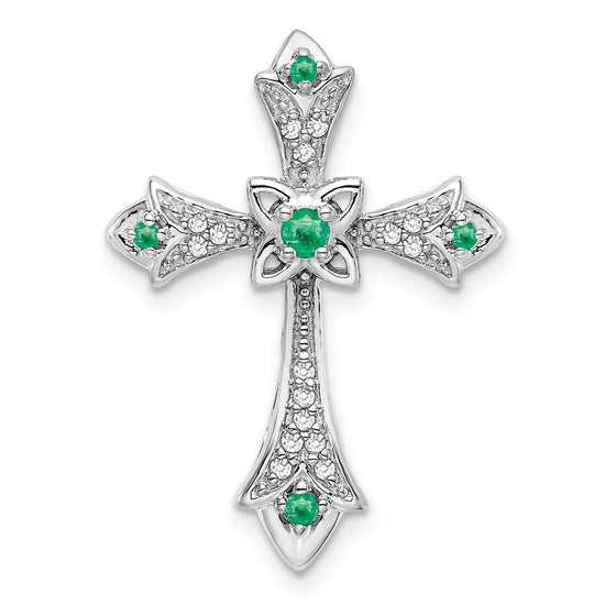 Gemstone & Diamond Fleur de Lis Cross Chain Slides