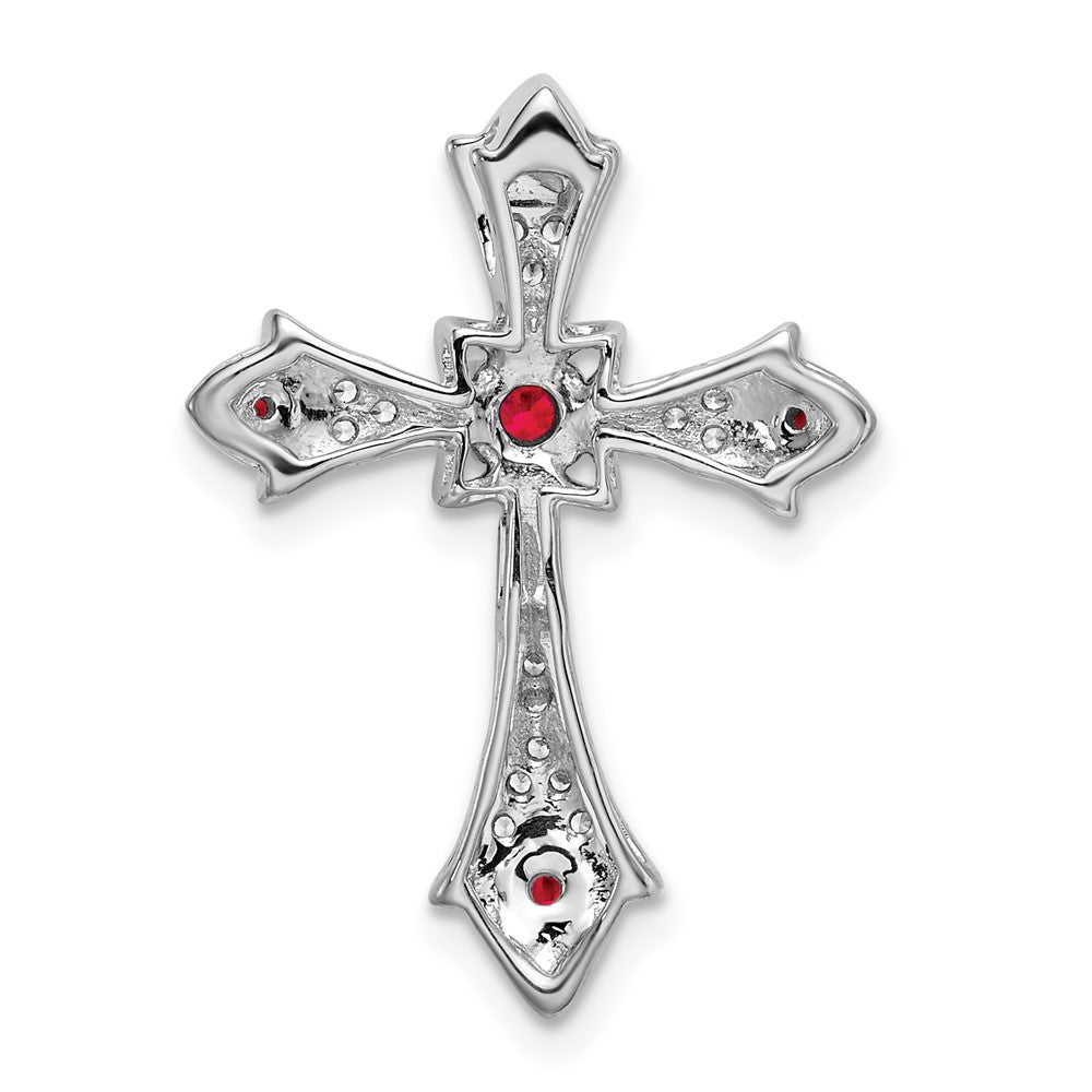 Gemstone & Diamond Fleur de Lis Cross Chain Slides