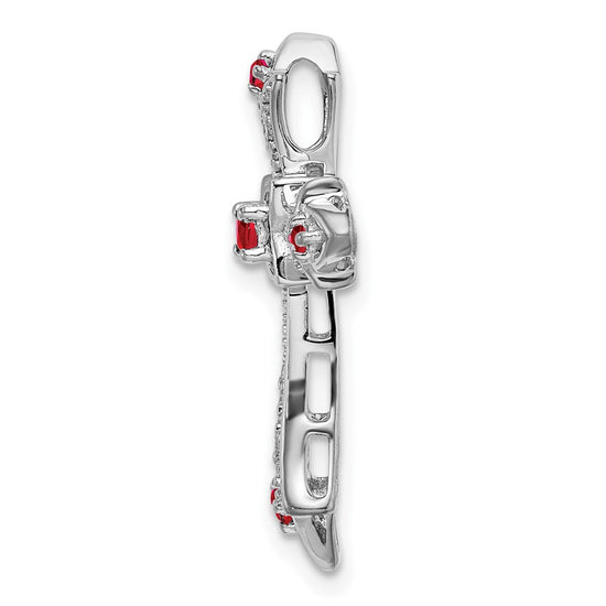 Gemstone & Diamond Fleur de Lis Cross Chain Slides