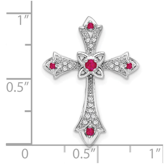 Gemstone & Diamond Fleur de Lis Cross Chain Slides