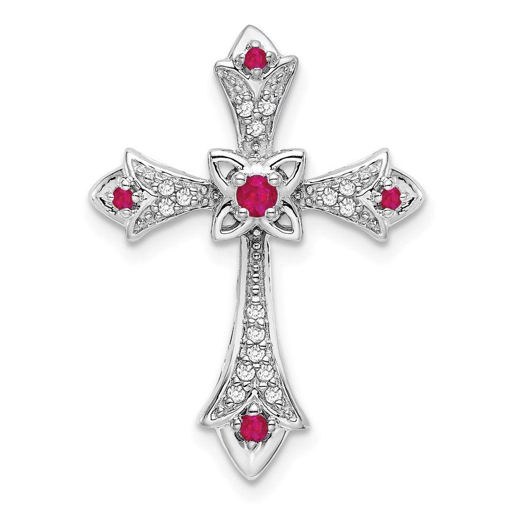 Gemstone & Diamond Fleur de Lis Cross Chain Slides