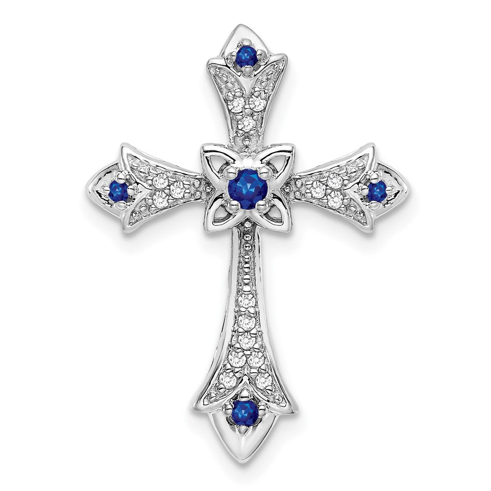 Gemstone & Diamond Fleur de Lis Cross Chain Slides