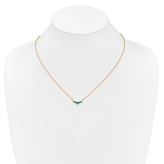 14k Oval and Round Emerald and Diamond 18 inch Necklace