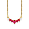 14k Oval and Round Ruby and Diamond 18 inch Necklace