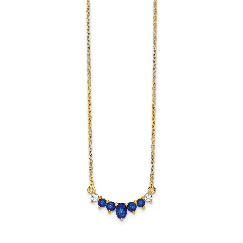 14k Oval and Round Sapphire and Diamond 18 inch Necklace