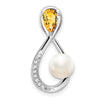 Pear Gemstone and Pearl Infinity Chain Slides