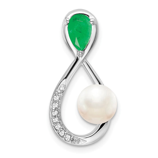 Pear Gemstone and Pearl Infinity Chain Slides