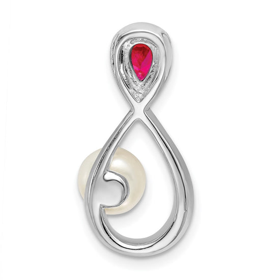 Pear Gemstone and Pearl Infinity Chain Slides