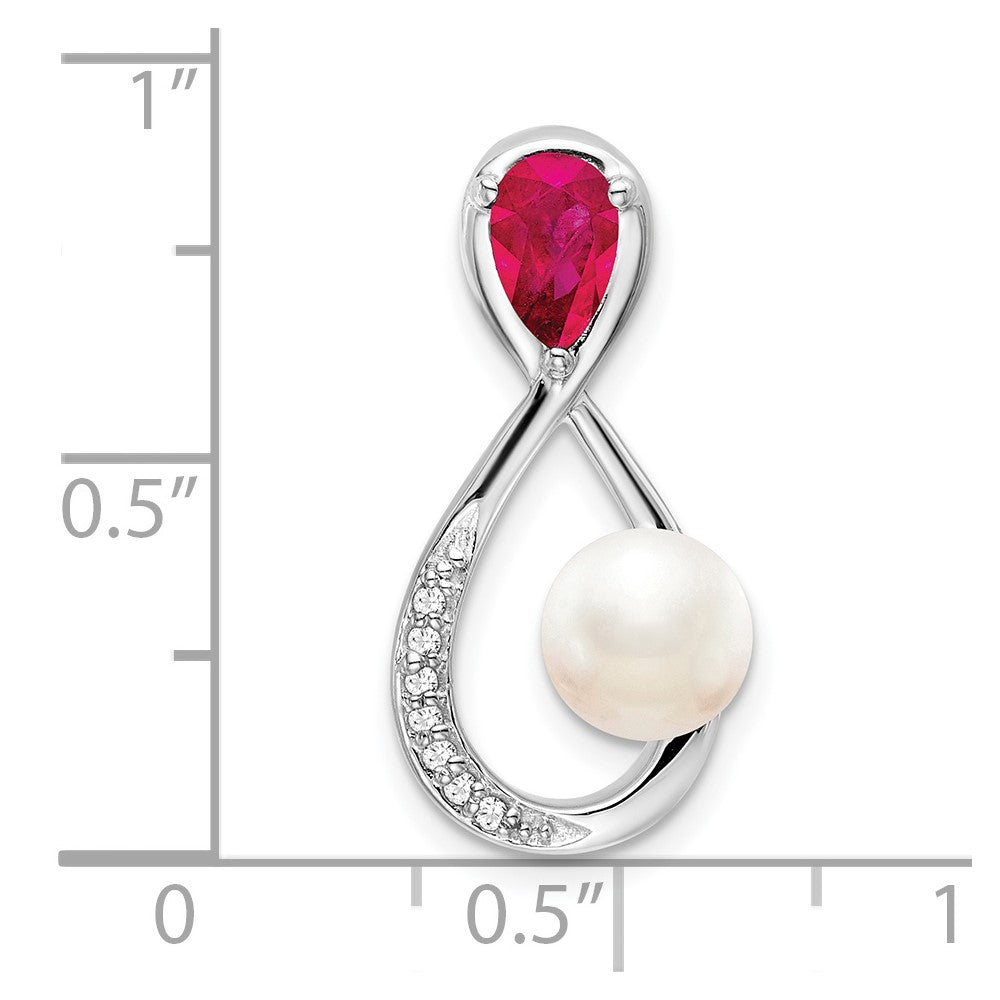 Pear Gemstone and Pearl Infinity Chain Slides