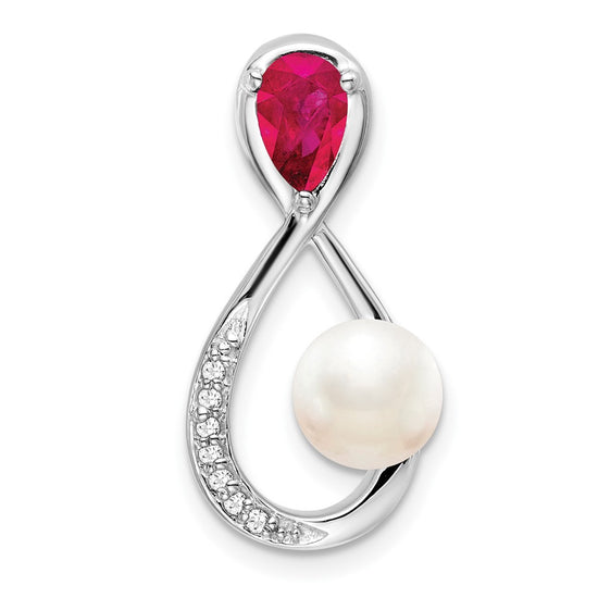 Pear Gemstone and Pearl Infinity Chain Slides
