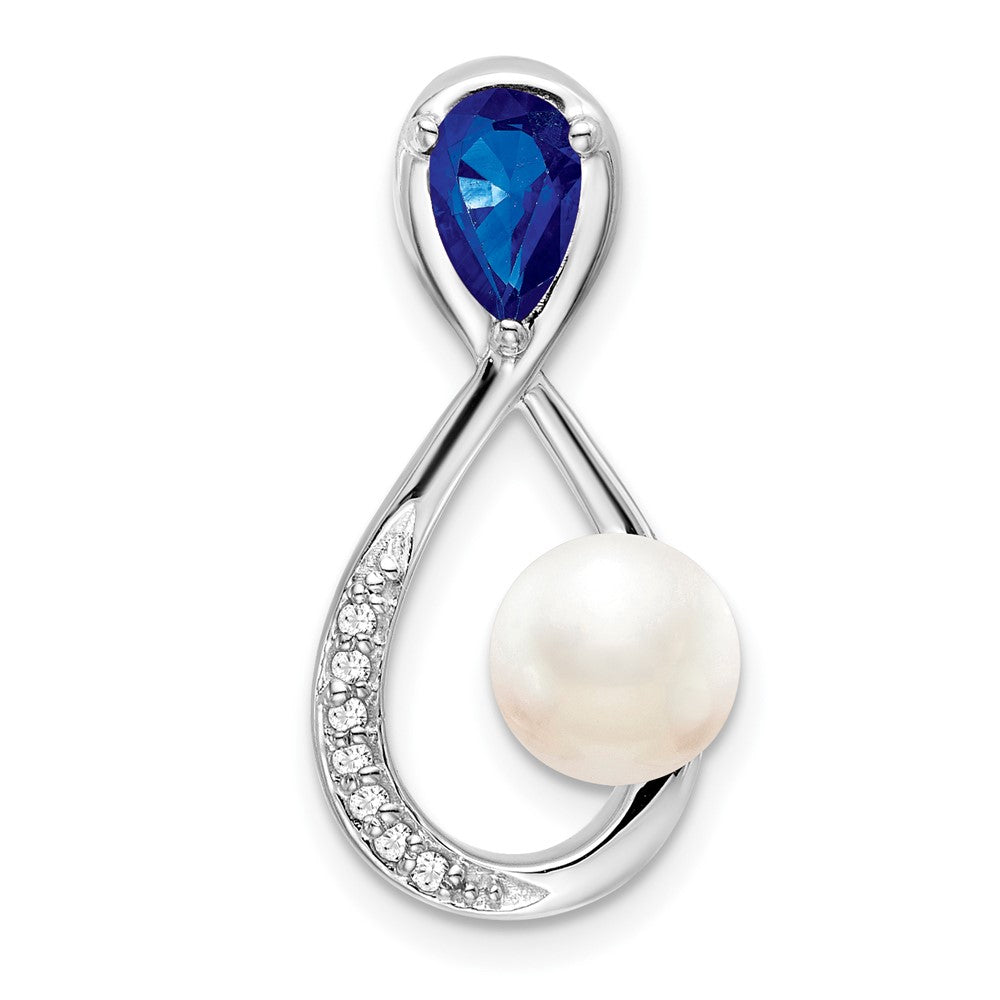 Pear Gemstone and Pearl Infinity Chain Slides
