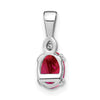 14k White Gold 7x5mm Oval Ruby and Diamond Pendant