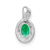 14k White Gold 6x4mm Oval Emerald and Diamond Halo Pendant