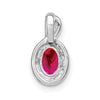 14k White Gold 6x4mm Oval Ruby and Diamond Halo Pendant