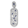 14k White Gold Octagon Sapphire and Diamond Oval Chain Slide