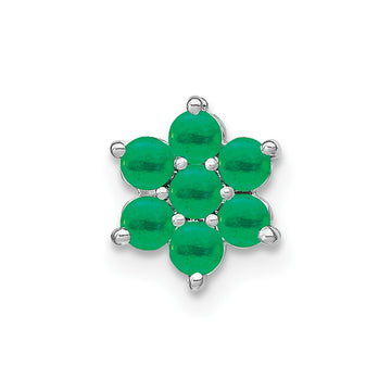 14k White Gold Emerald Floral Chain Slide