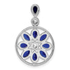 14k White Gold Pear and Marquise Sapphire and Diamond Circle Chain Slide