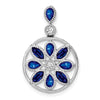 14k White Gold Pear and Marquise Sapphire and Diamond Circle Chain Slide