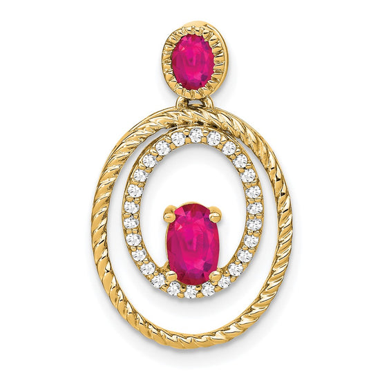 Gemstone & Diamond Ovals Pendants