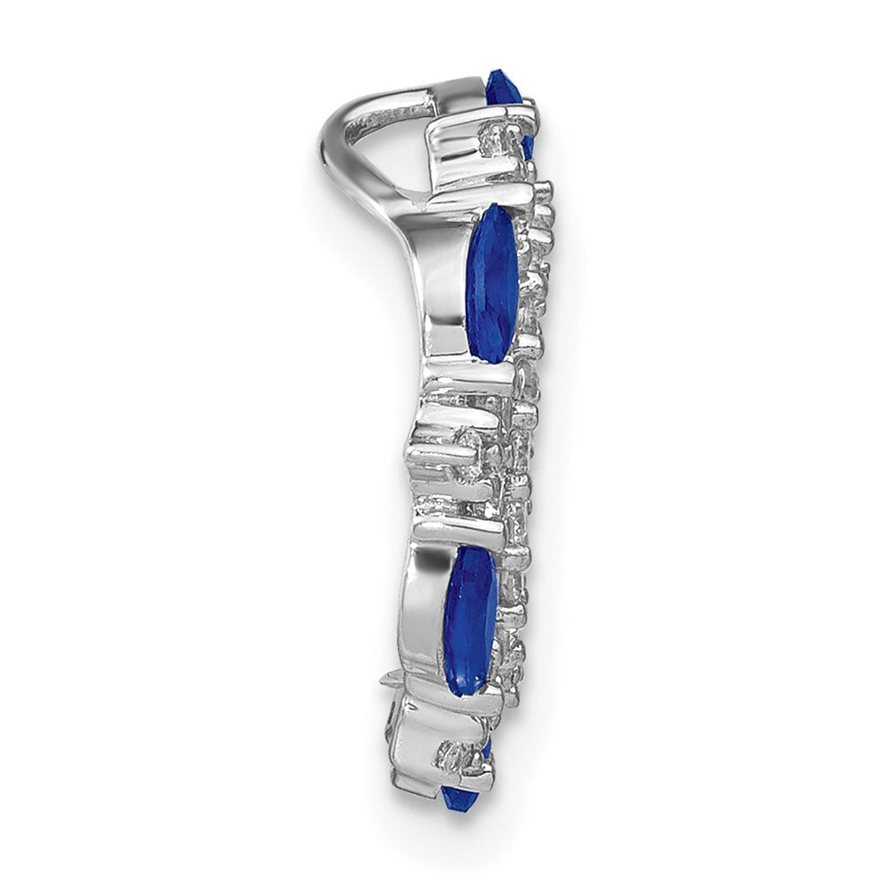 14k White Gold Marquise Sapphire and Diamond Circle Chain Slide