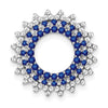 14k White Gold Sapphire and Diamond Sunburst Chain Slide