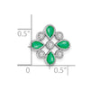 14k White Gold Pear Emerald and Diamond Chain Slide